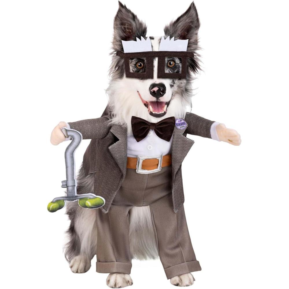 image:imageDisney Pixar Up Carl Pet Costume Dog Outfit with Jacket Shirt Pants Cane Badge and Glasses for Halloween LL