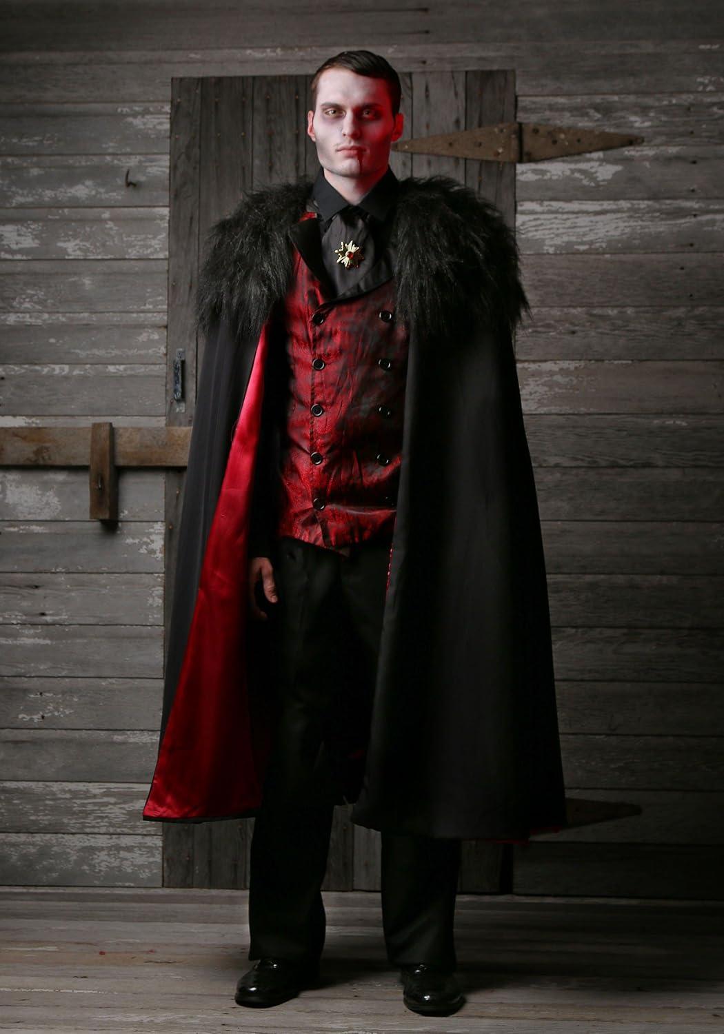 image:imageFun Costumes Adult Deluxe Vampire Costume Mens Caped Horror Halloween Outfit Black Gothic Immortal Attire