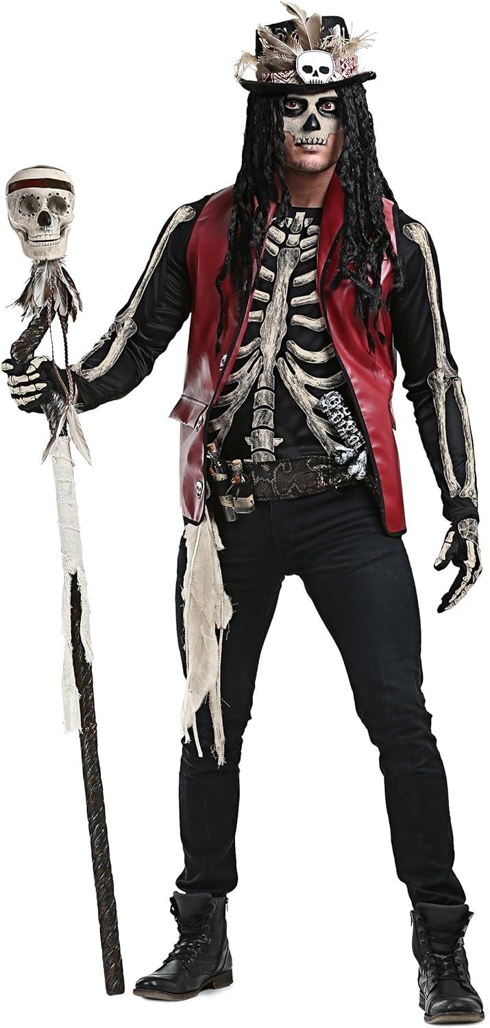 image:imageMens Voodoo Doctor Costume Adult Witch Doctor Outfit with Shirt Vest Belt Hat amp Gloves for Halloween DressUpVoodoo Doctor Costume