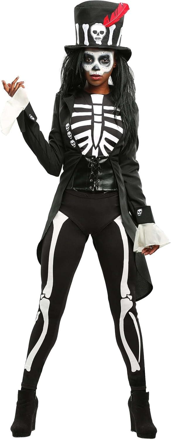 image:imageWomens Voodoo Skeleton Halloween Costume Adult Ancient Witch Doctor Complete Outfit for Themed Parties and CosplayBundle W Staff