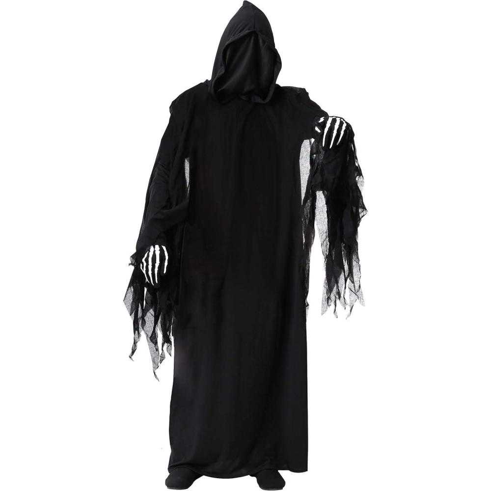 image:imageCreepy Grim Reaper Costume Standard MeshReinforced Hooded Robe with Skeleton Hands for Adults