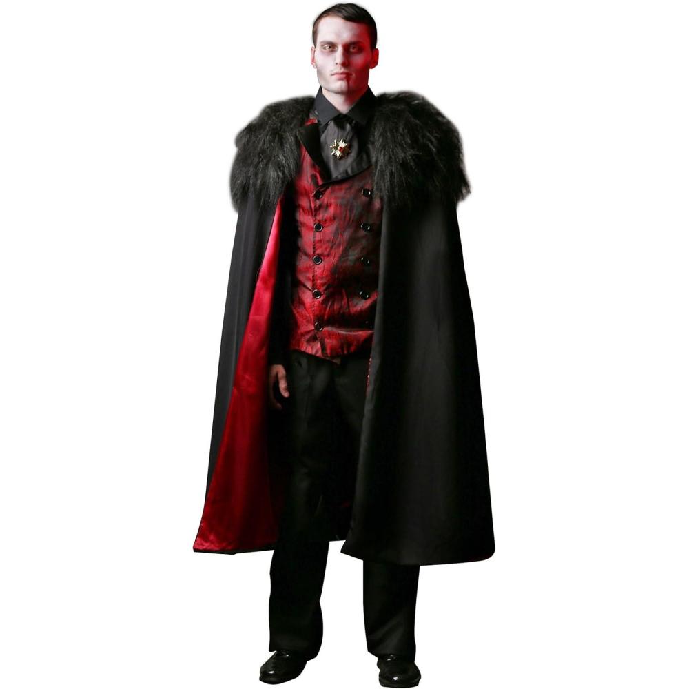 image:imageFun Costumes Adult Deluxe Vampire Costume Mens Caped Horror Halloween Outfit Black Gothic Immortal Attire