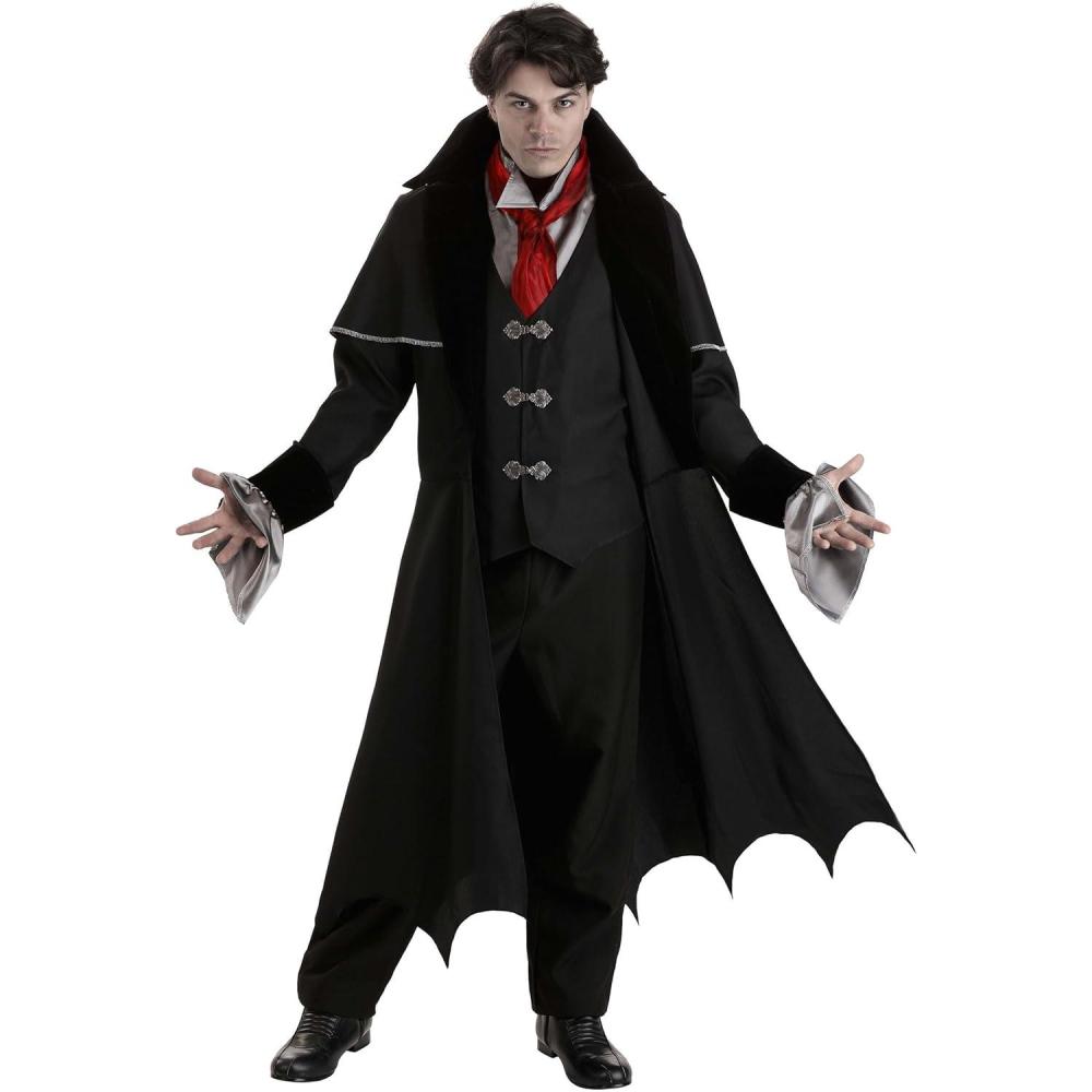 image:imageMens Royal Gothic Vampire Costume Victorian Coat Outfit with Hat Gothic Aristocrat Halloween Cosplay