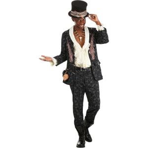 Adult Witch Doctor Costume Jacket, Pants, Shirt, Top Hat Halloween Outfit