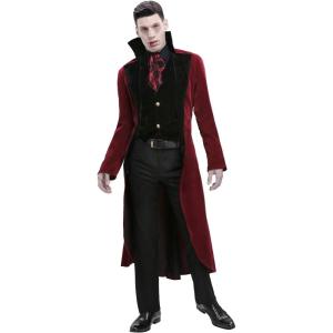 Dreadful Vampire Costume for Men Red Coat Vampire Outfit(Costume)