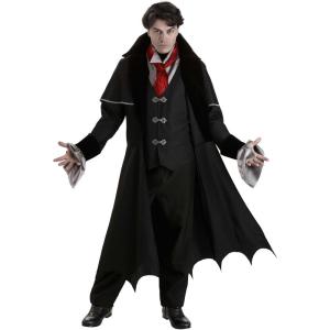 Men’s Royal Gothic Vampire Costume | Victorian Coat Outfit with Hat | Gothic Aristocrat Halloween Cosplay