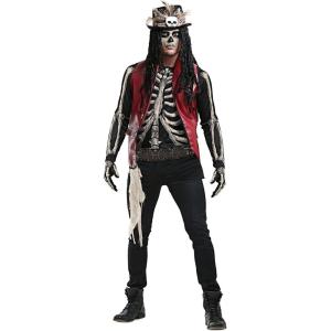 Men’s Voodoo Doctor Costume – Adult Witch Doctor Outfit with Shirt, Vest, Belt, Hat & Gloves for Halloween Dress-Up(Voodoo Doctor Costume)