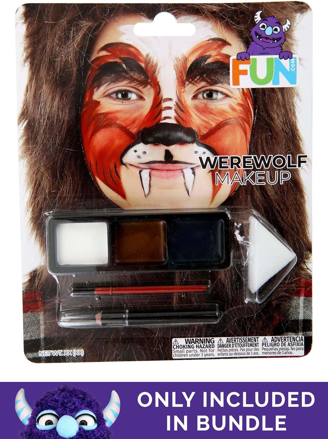 image:imageKids Wolf Costume Child Outfit With Realistic Detailing Furry Wolf Halloween JumpsuitBundle W Makeup Kit