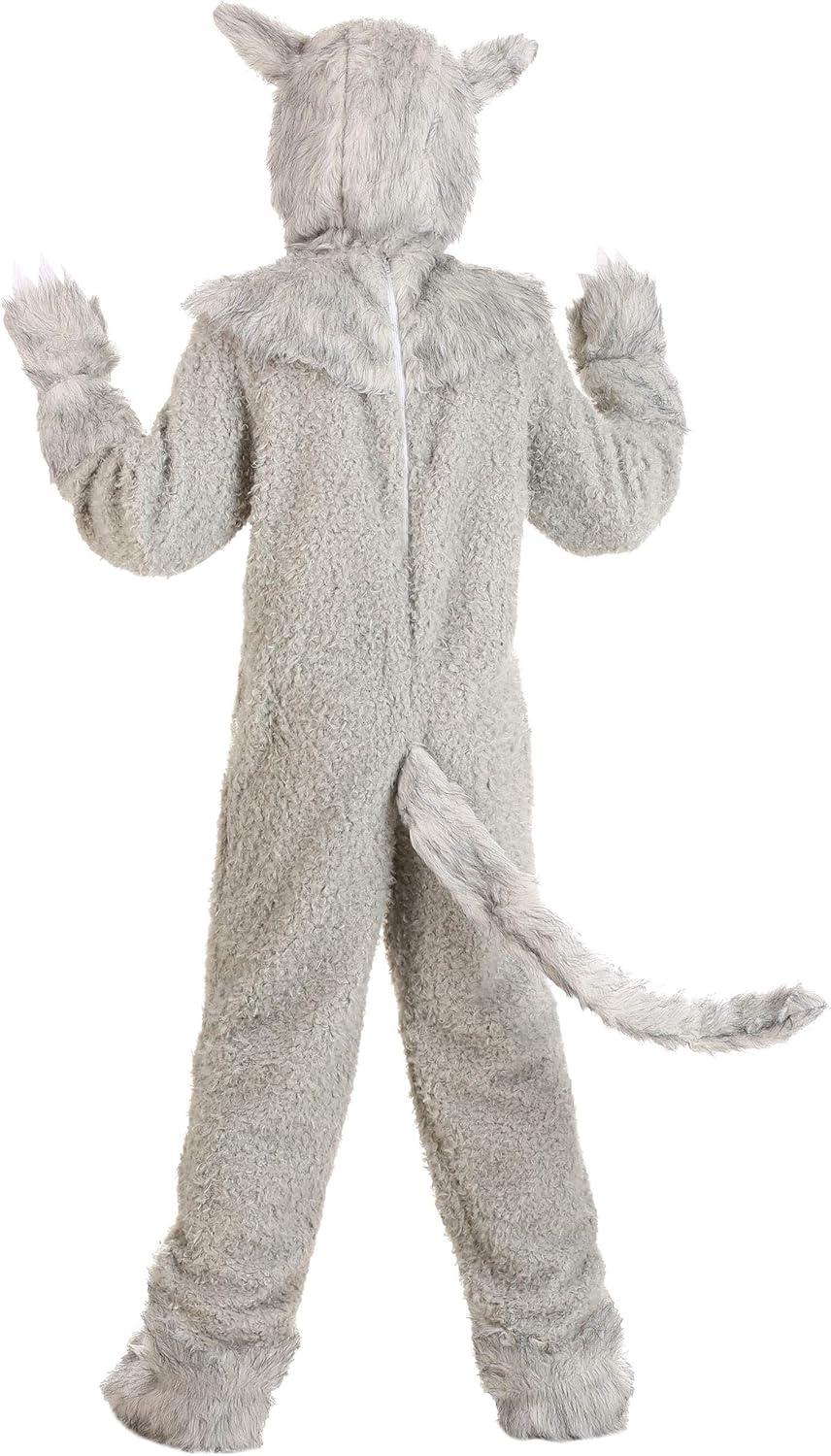 image:imageKids Wolf Costume Child Outfit With Realistic Detailing Furry Wolf Halloween JumpsuitBundle W Makeup Kit