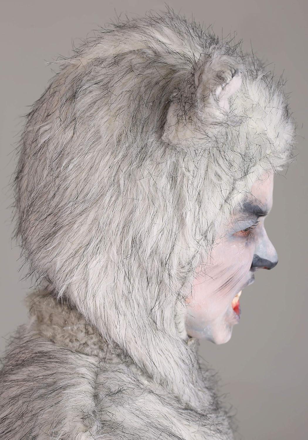 image:imageKids Wolf Costume Child Outfit With Realistic Detailing Furry Wolf Halloween JumpsuitBundle W Makeup Kit