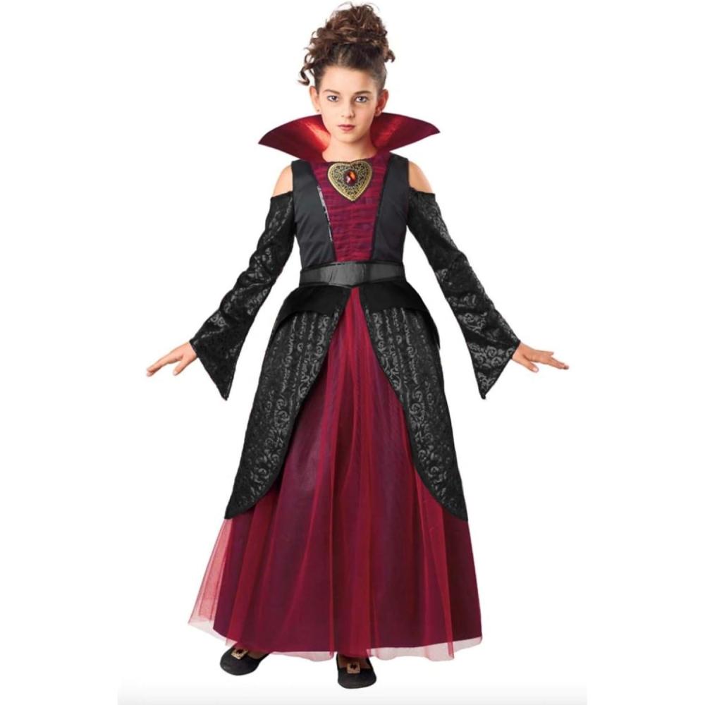 image:imageGirls Crimson Vampire Queen Costume Child Vampiress Outfit for Halloween Vampire Dress with Collar