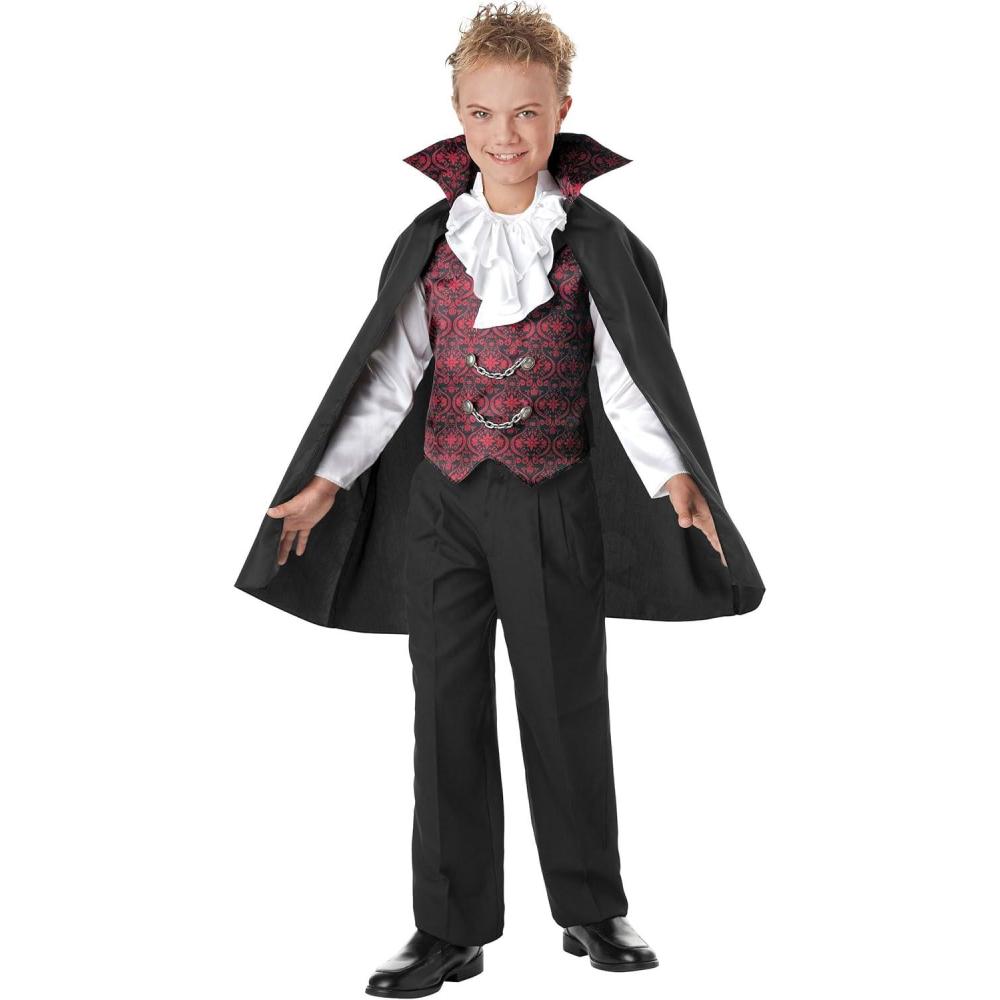 image:imageKids Vampire Costume  ShirtVest Combo Jabot and Cape