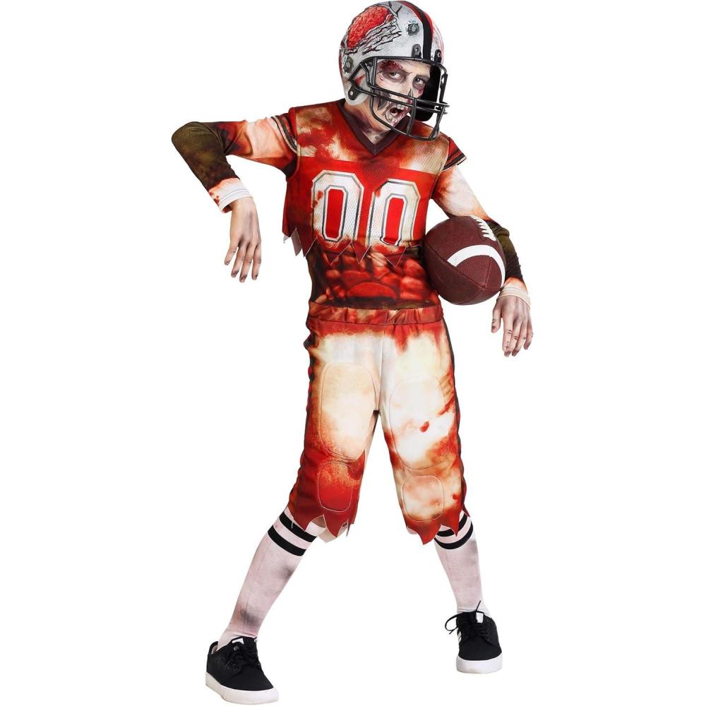 image:imageKids Zombie Football Player Costume Decaying Quarterback Undead Player Football Uniform Costume