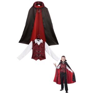 Kid’s Vampire Classic Costume Shirt, Cape & Vest Set