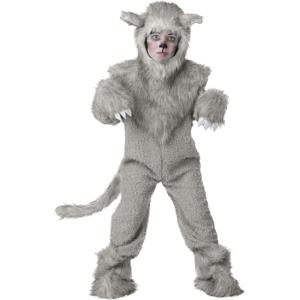 Kids Wolf Costume | Child Outfit With Realistic Detailing | Furry Wolf Halloween Jumpsuit(Bundle W/ Makeup Kit)