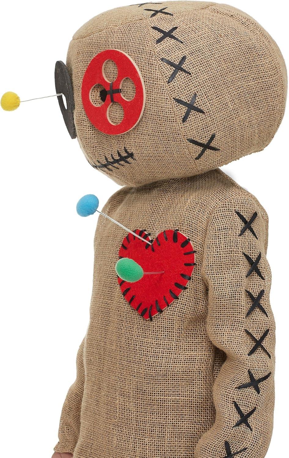 image:imageBurlap Voodoo Doll Costume for Kids Shirt with Foam Pins Headpiece and PantsBundle W Black Gloves