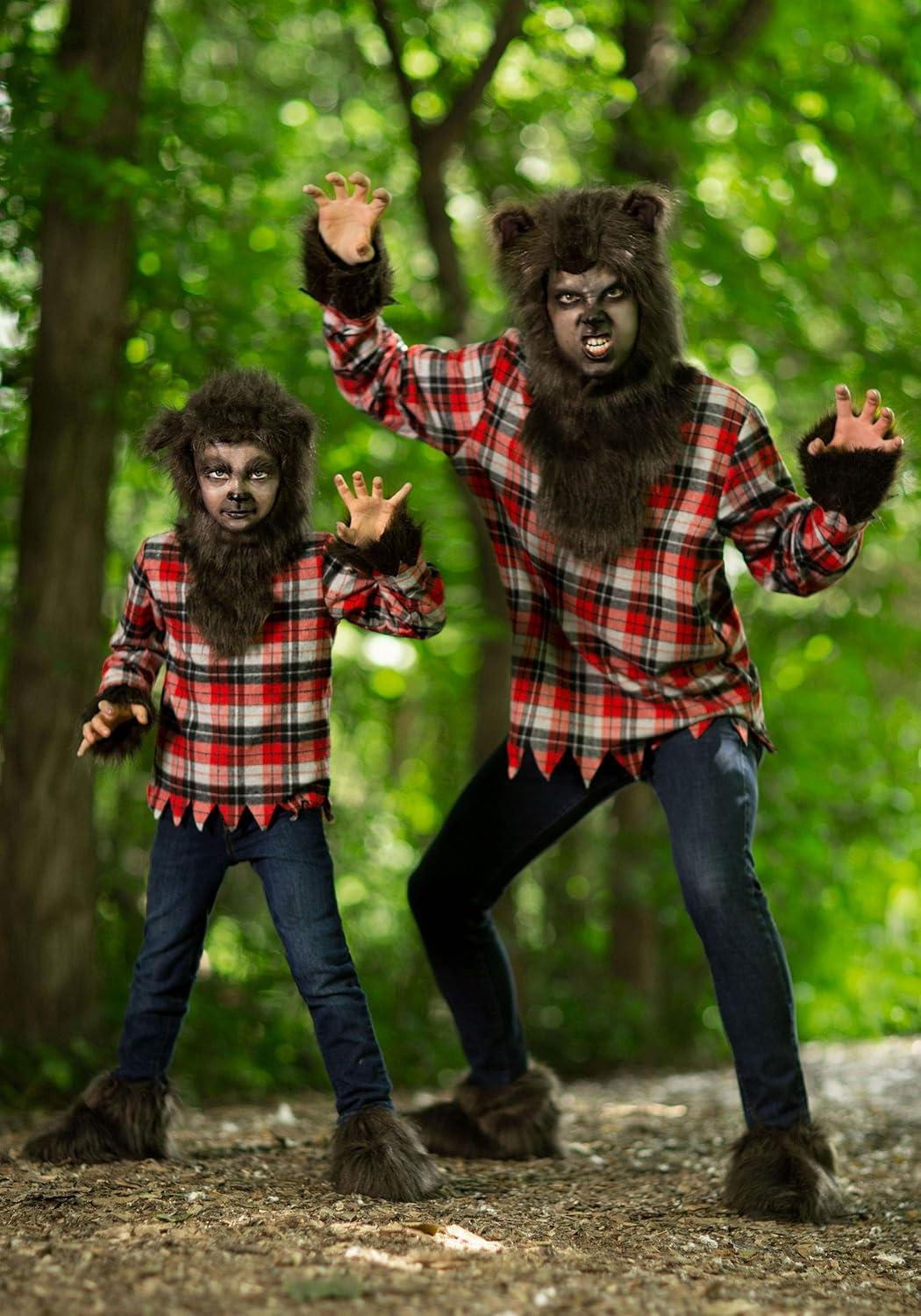 image:imageFierce Werewolf Costume for Kids Includes Plaid Shirt Furry Headpiece amp Shoe Covers Classic Halloween LookCostume