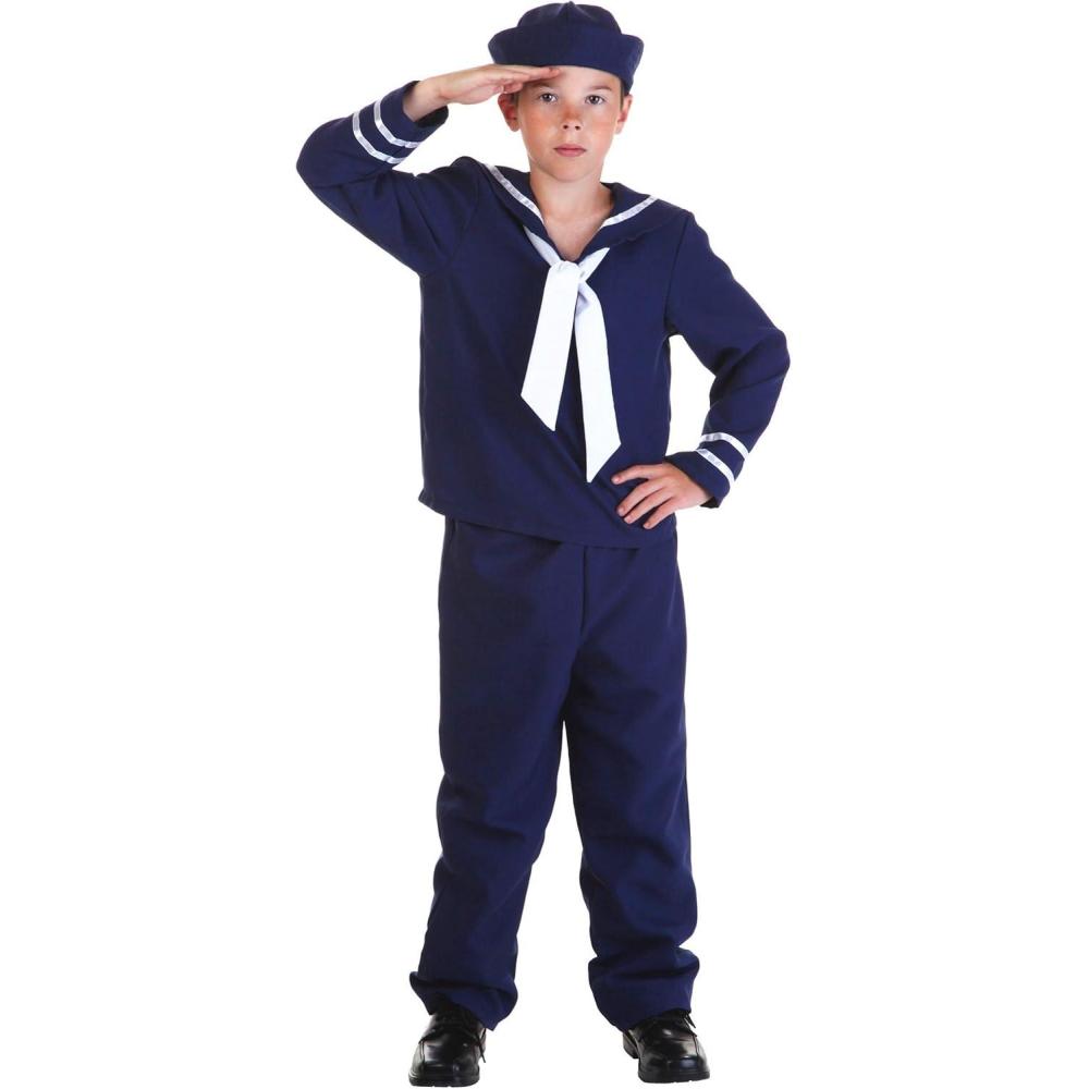 image:imageSailor Costume for Kids Halloween Uniform Shirt Pants Neck Tie and Hat