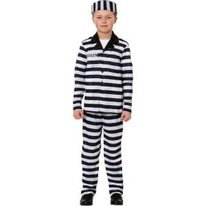 Boys Jailbird Prisoner Costume – Shirt, Pants, Hat