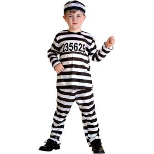 Title: Toddler Prisoner Costume with Striped Shirt, Pants, and Cap(Bundle W/ Ball & Chain)