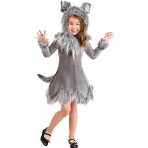 Toddler Girls Wolf Costume Grey Wolf Dress for Toddlers