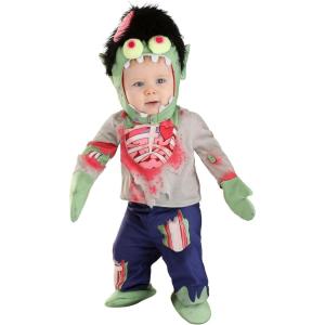 Zombie Baby Boy’s Costume – Shirt with Torn Fabric Graphics, Mitts, Hook & Loop Closure