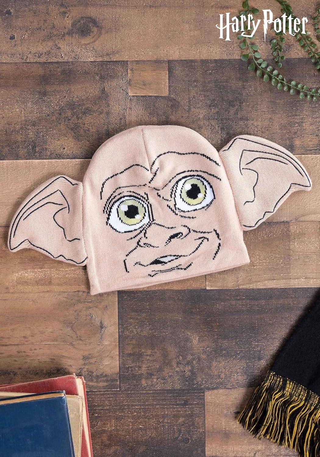 image:imageKnit Dobby Hat Soft Acrylic Hat with SewnOn Ears and Dobby Graphics Officially LicensedBeige