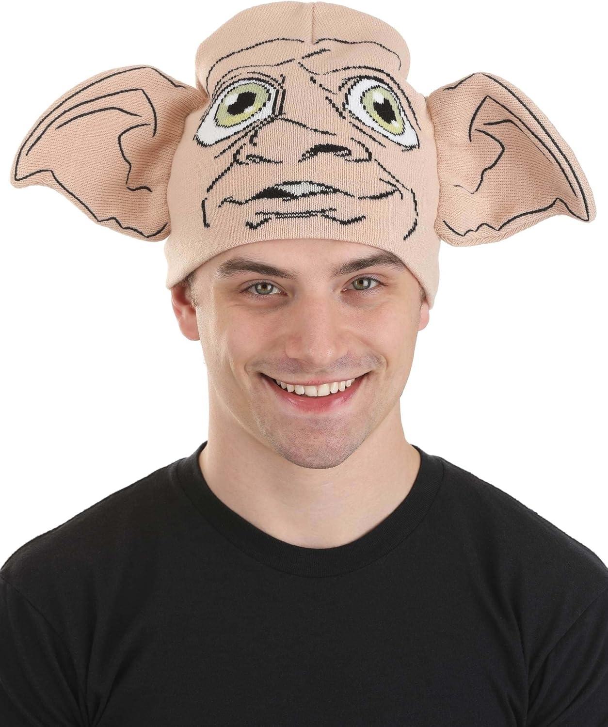 image:imageKnit Dobby Hat Soft Acrylic Hat with SewnOn Ears and Dobby Graphics Officially LicensedBeige