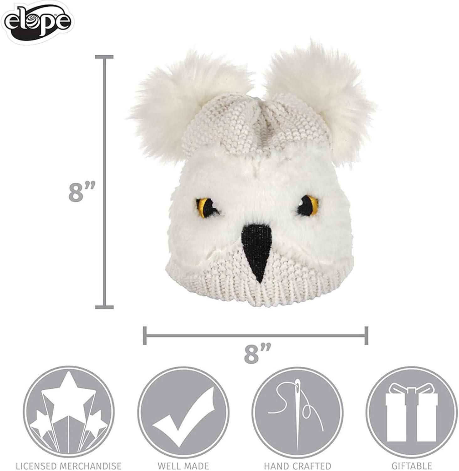 image:imageToddler Hedwig Knit Hat Embroidered Beak and Eyes Faux Fur Feathers Officially LicensedWhite