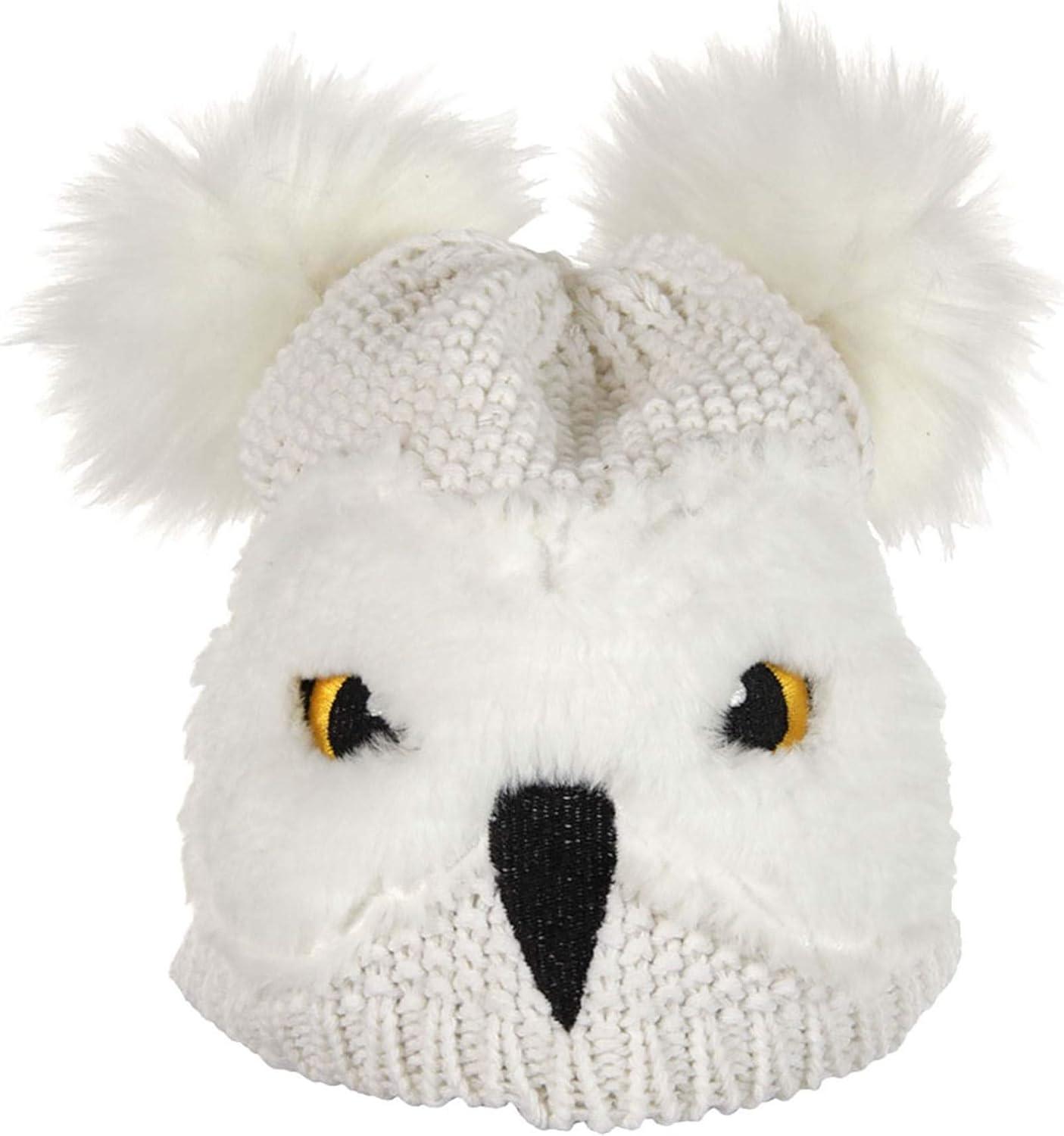 image:imageToddler Hedwig Knit Hat Embroidered Beak and Eyes Faux Fur Feathers Officially LicensedWhite