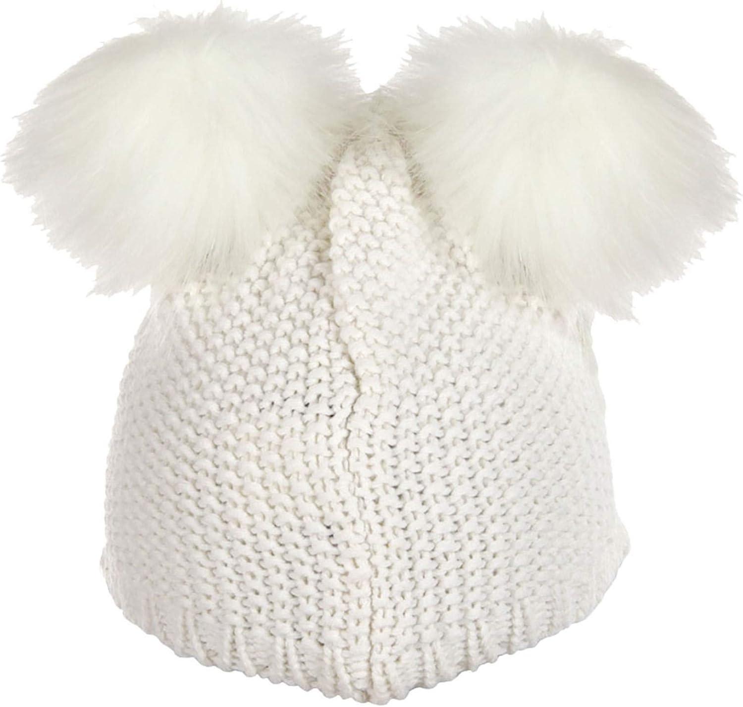 image:imageToddler Hedwig Knit Hat Embroidered Beak and Eyes Faux Fur Feathers Officially LicensedWhite