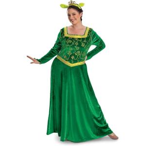 Deluxe Shrek Fiona Costume Dress for Women – Regal Green Gown with Ogre Ears Headband