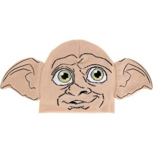 Knit Dobby Hat – Soft Acrylic Hat with Sewn-On Ears and Dobby Graphics, Officially Licensed(Beige)