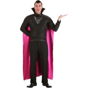 Men’s Dracula Hotel Transylvania Costume, Mavis’s Dad Vampire Outfit for Adults, The Count Halloween Suit & Cape