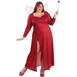 Plus Size Shrek Fairy Godmother Costume for Women – Fairy Dress, Iridescent Wings, Wand, & Red Glasses