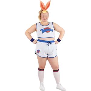 Plus Size Space Jam Lola Bunny Costume for Women, Bunny Rabbit Jumpsuit for Sports Dress-Up, Halloween & Cosplay