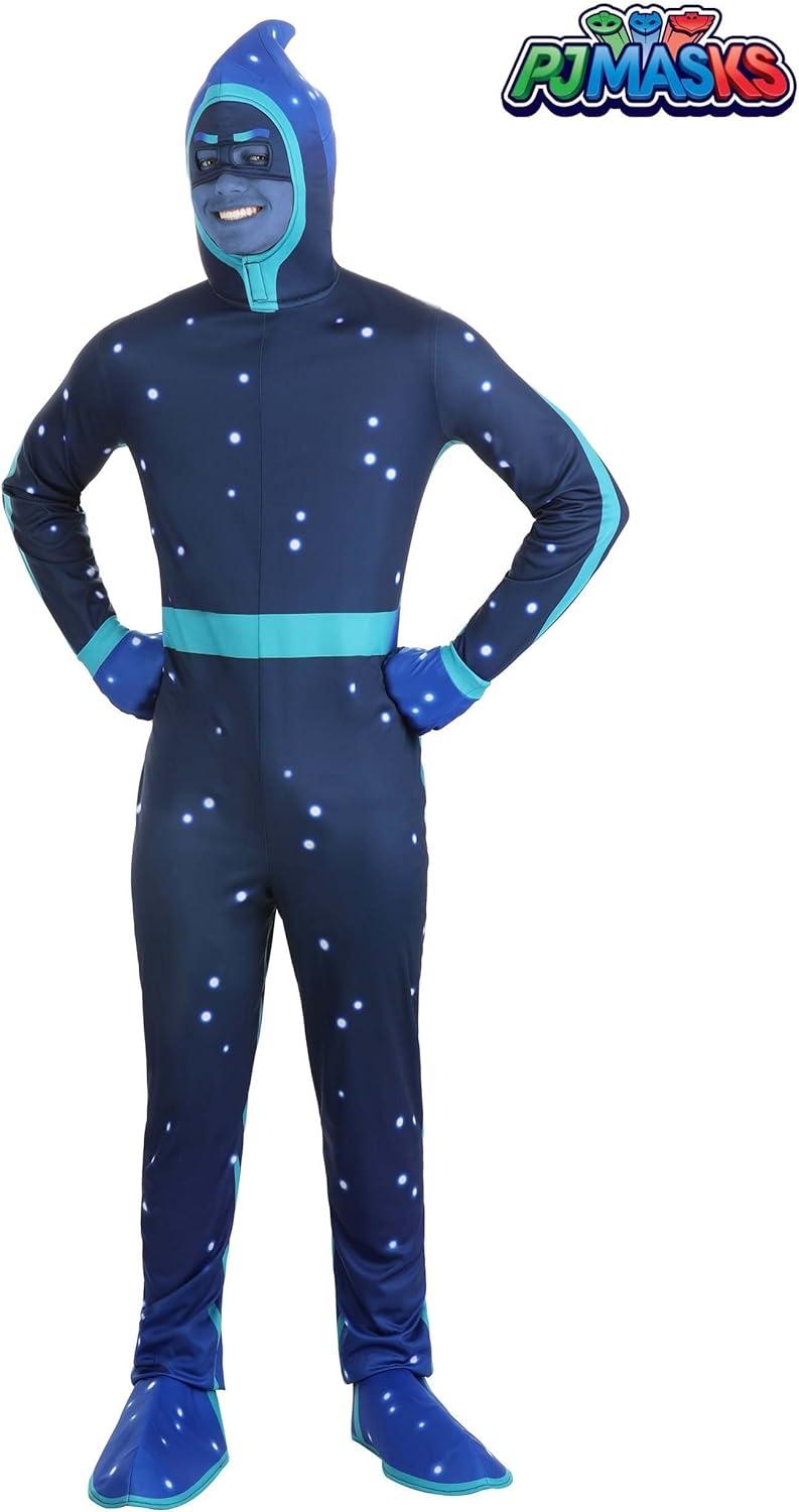image:imageAdult PJ Masks Night Ninja Costume Blue Printed Jumpsuit With Hood Pair of Gloves and Shoe Covers