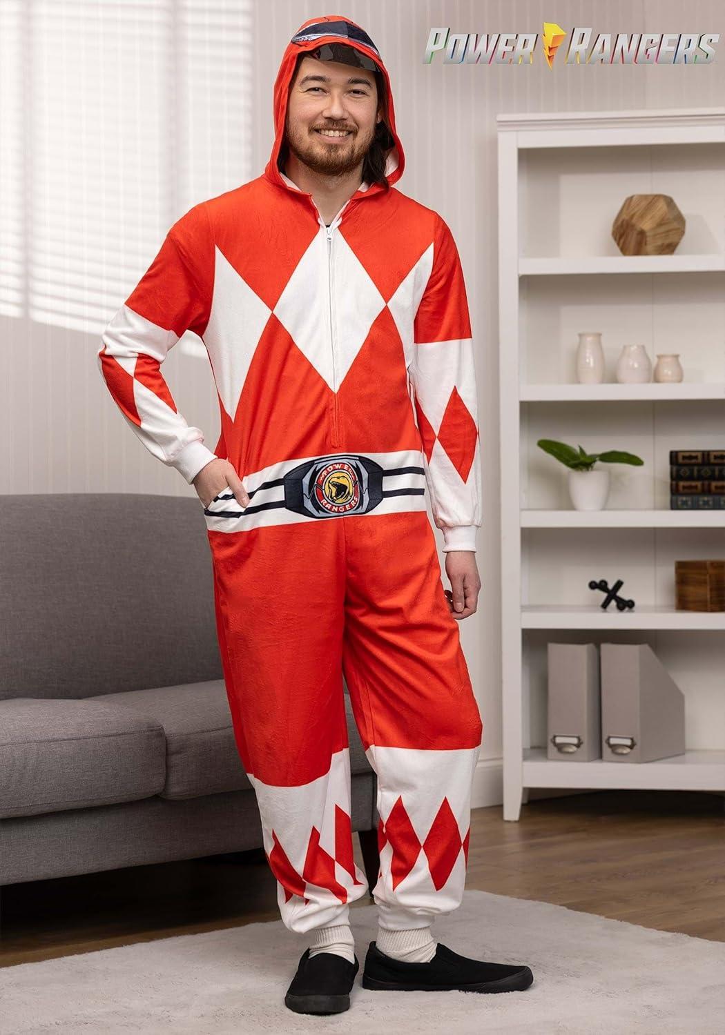 image:imageAdult Power Rangers Red Ranger Costume Power Rangers Hooded Union Suit One Piece Pajama Outfit for Men amp Women