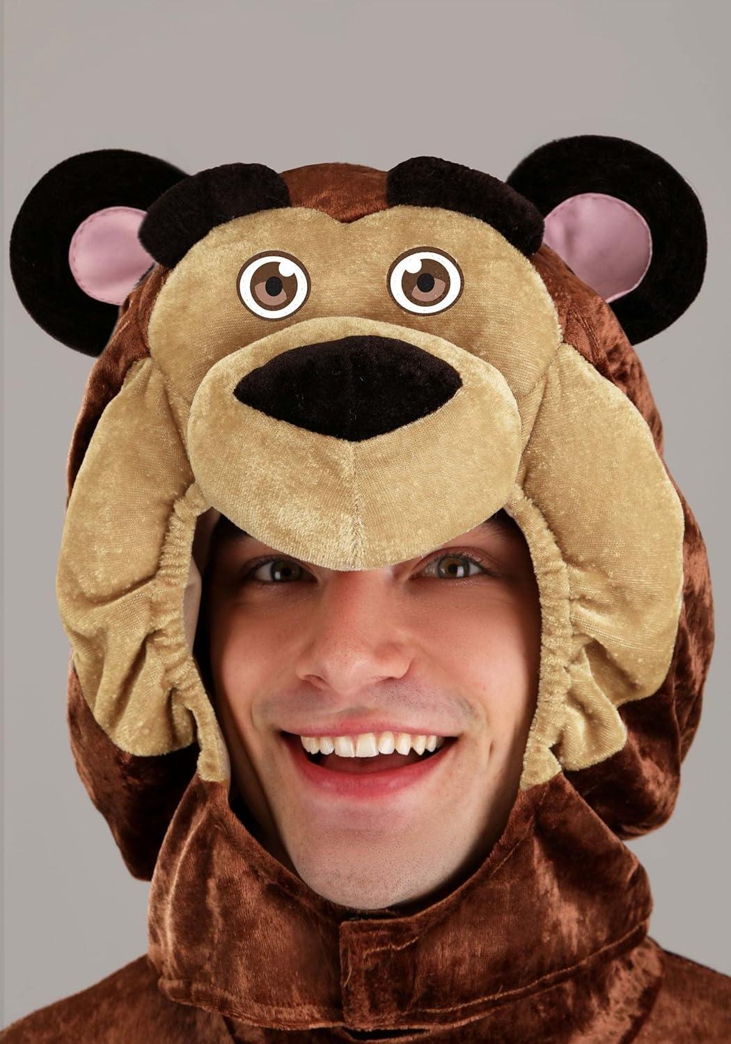 image:imageMasha and The Bear Adult Bear Costume Jumpsuit Shoe Covers Hand Covers Hood for Adults