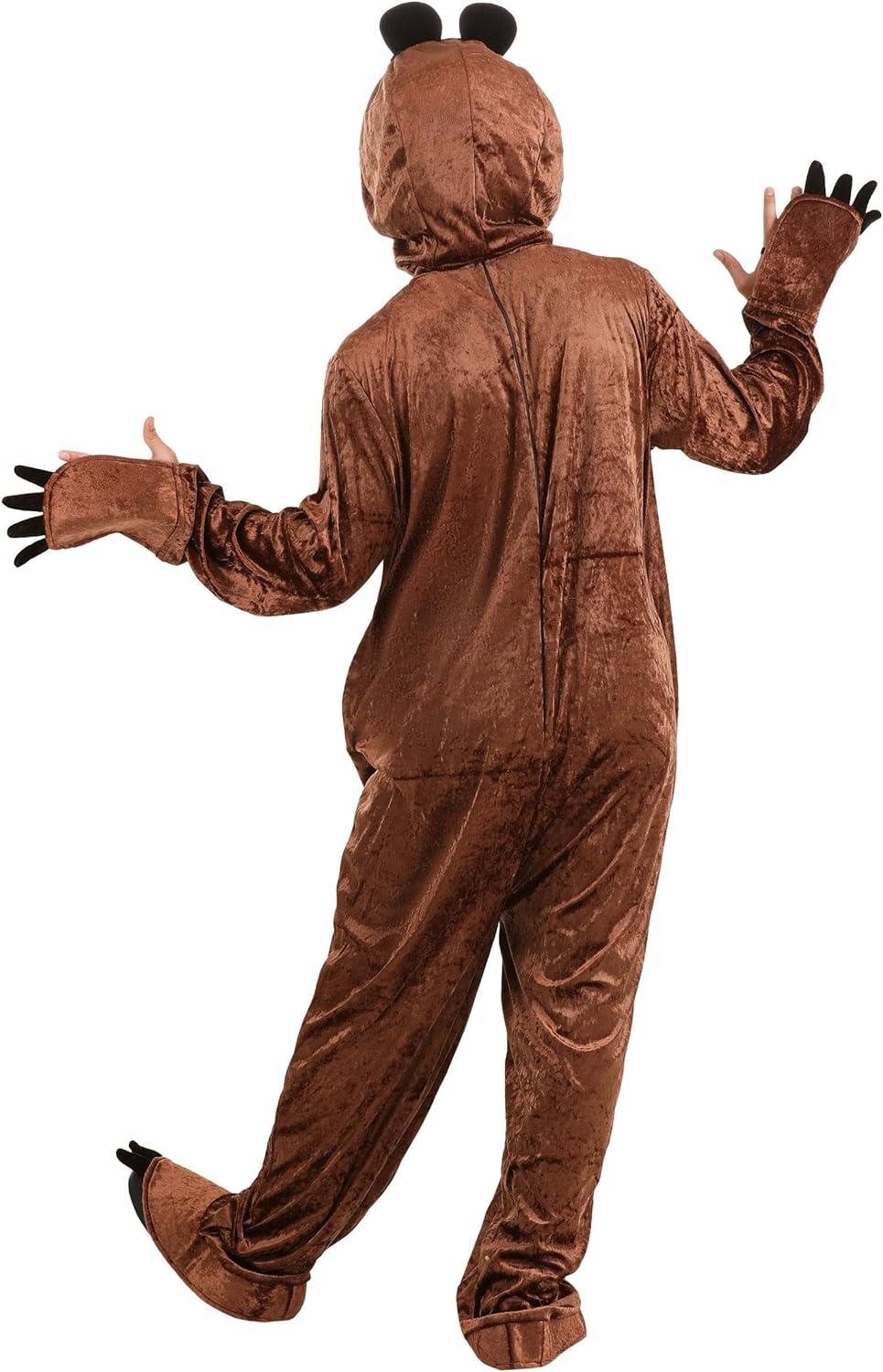 image:imageMasha and The Bear Adult Bear Costume Jumpsuit Shoe Covers Hand Covers Hood for Adults