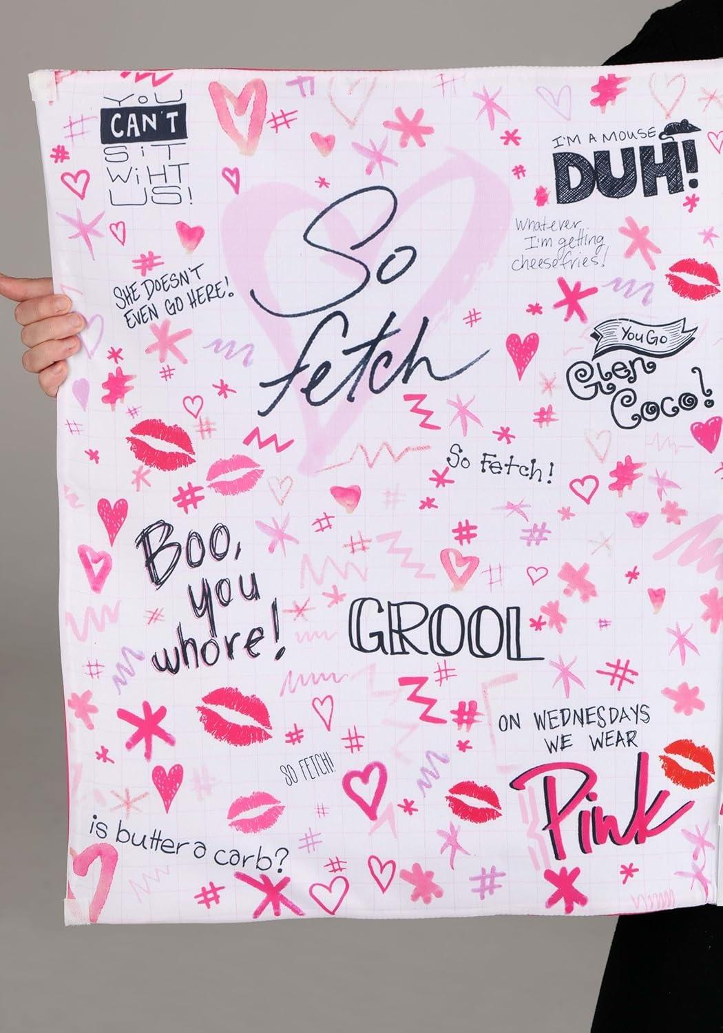 image:imageMean Girls Burn Book Sandwich Board Costume for Adults Felt Fabric with Dry Erase Page Officially LicensedPink