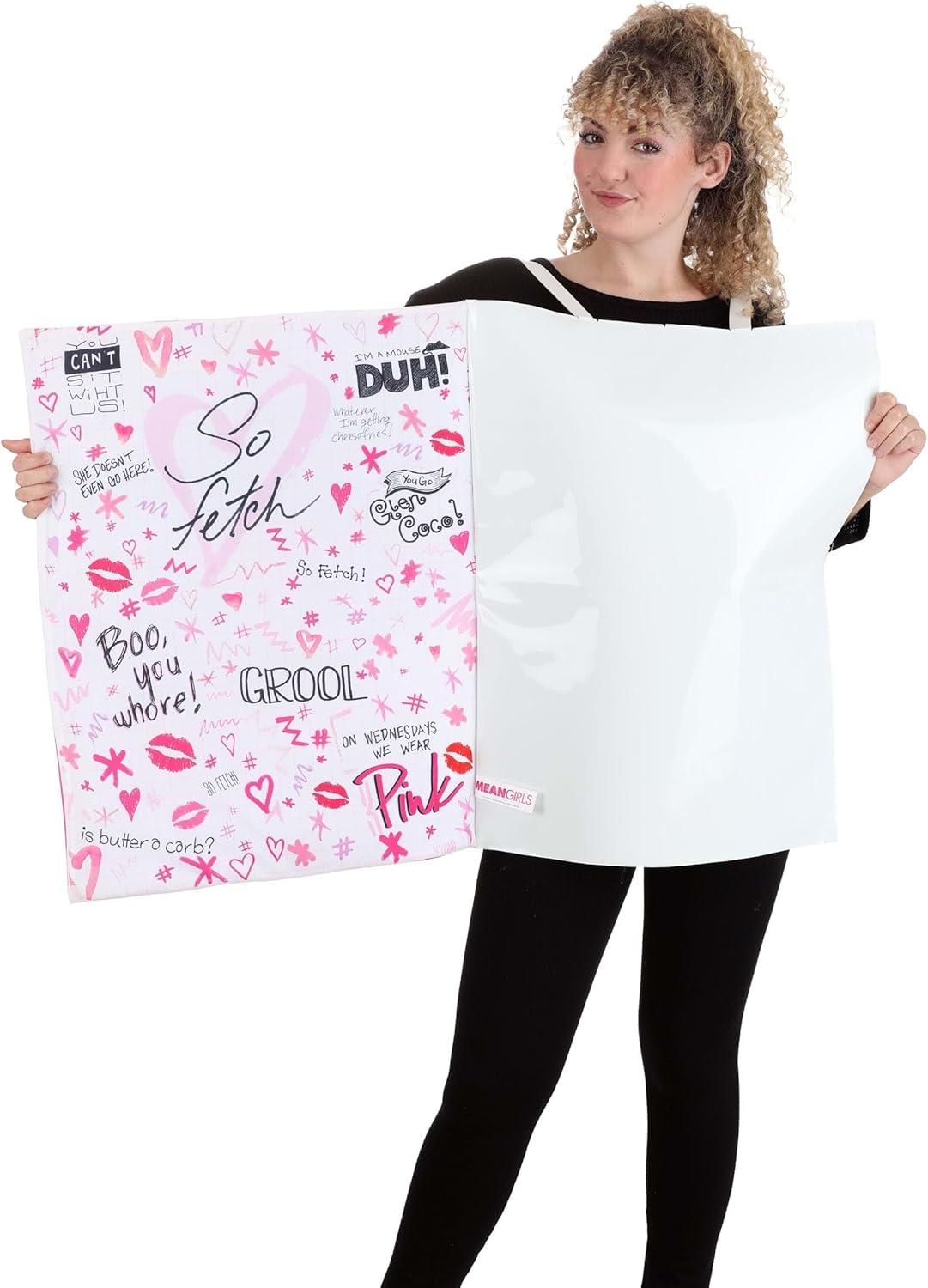 image:imageMean Girls Burn Book Sandwich Board Costume for Adults Felt Fabric with Dry Erase Page Officially LicensedPink