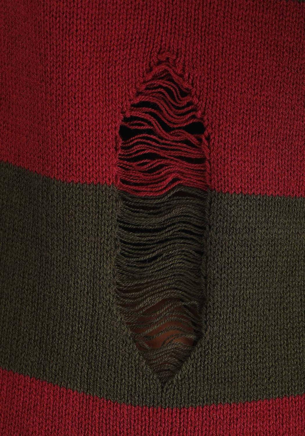 image:imageNightmare on Elm Street Freddy Krueger Costume Sweater Dress for Women Freddy Krueger Ripped Striped Sweater