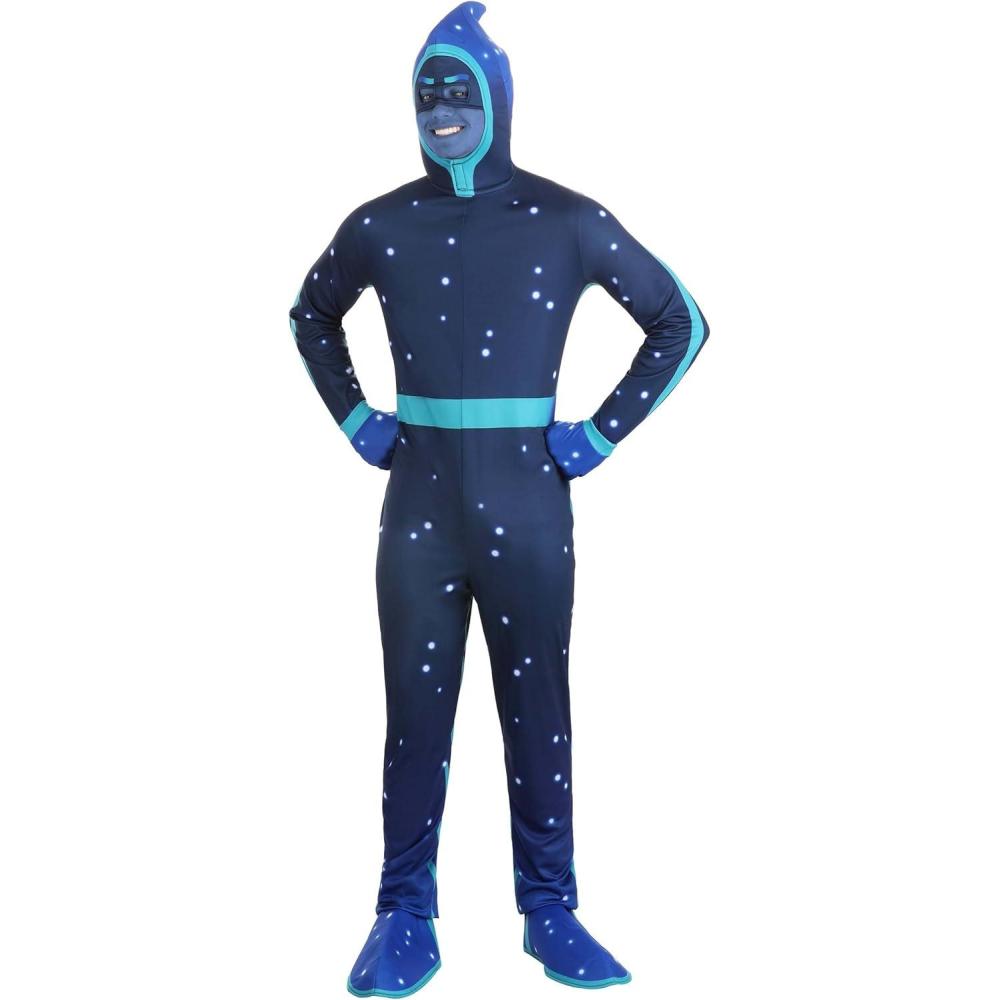 image:imageAdult PJ Masks Night Ninja Costume  Blue Printed Jumpsuit With Hood Pair of Gloves and Shoe Covers