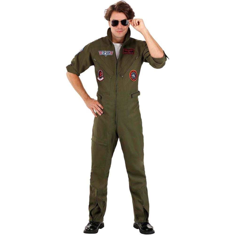 image:imageDeluxe Top Gun Flight Suit Costume for Men  Adult Fighter Pilot Uniform Jumpsuit  Top Gun Maverick Cosplay CostumePremium