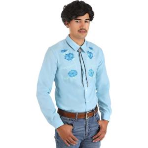Men’s Napoleon Dynamite Pedro Sanchez Halloween Costume | Adult Movie Character Outfit with Blue Shirt, Bolo Tie and Wig