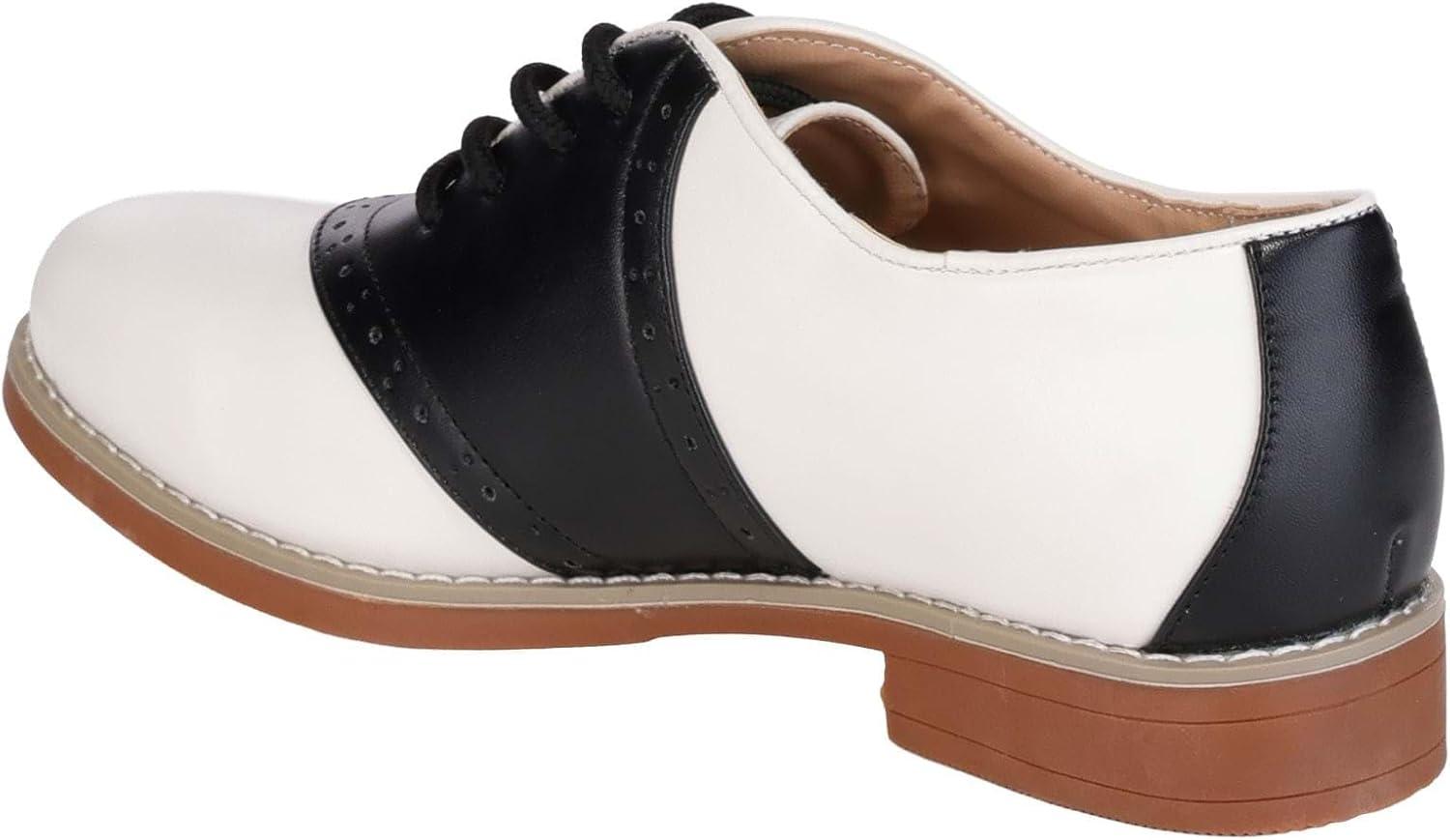 image:image1950s Vintage Style Womens Saddle Shoes Black and White LaceUp Footwear for Adult Costume or Retro Look