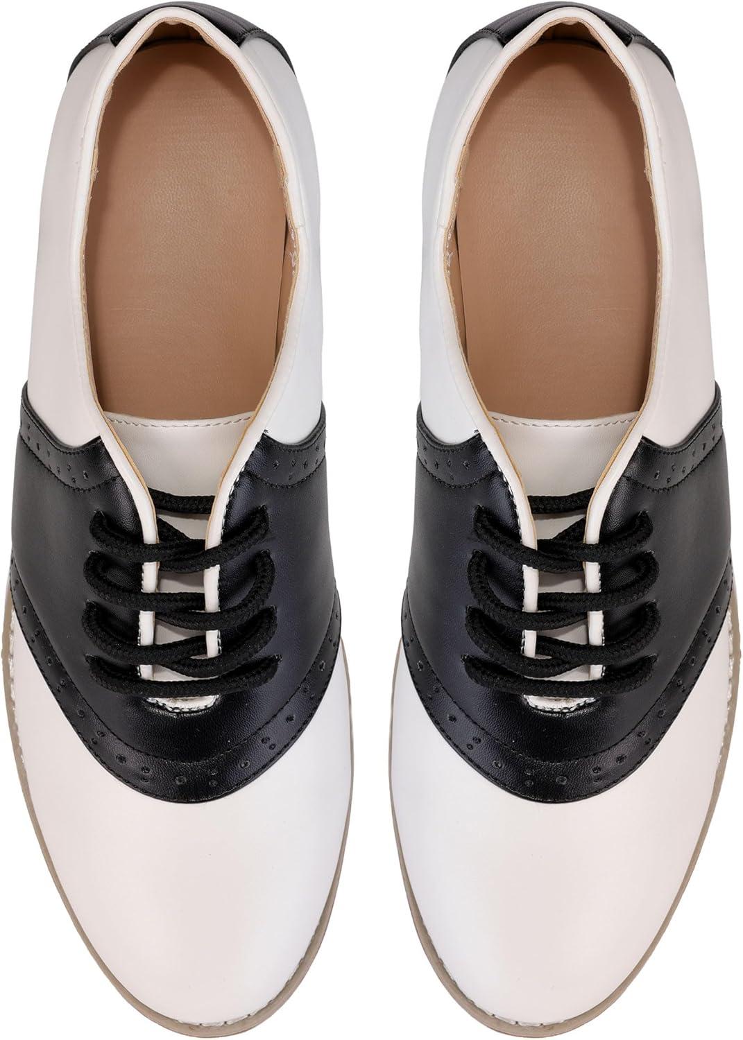 image:image1950s Vintage Style Womens Saddle Shoes Black and White LaceUp Footwear for Adult Costume or Retro Look