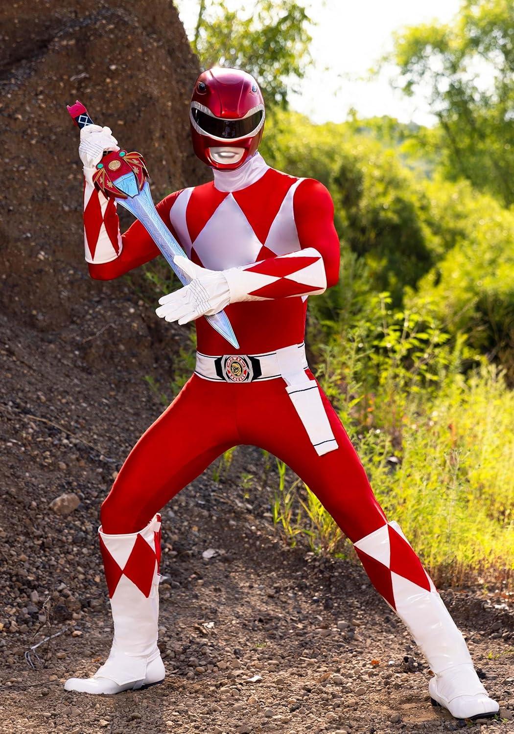 image:imageAdult Deluxe Red Ranger Costume Authentic Power Rangers Classic Red Leader Mens Jumpsuit Helmet Boot Covers Gloves