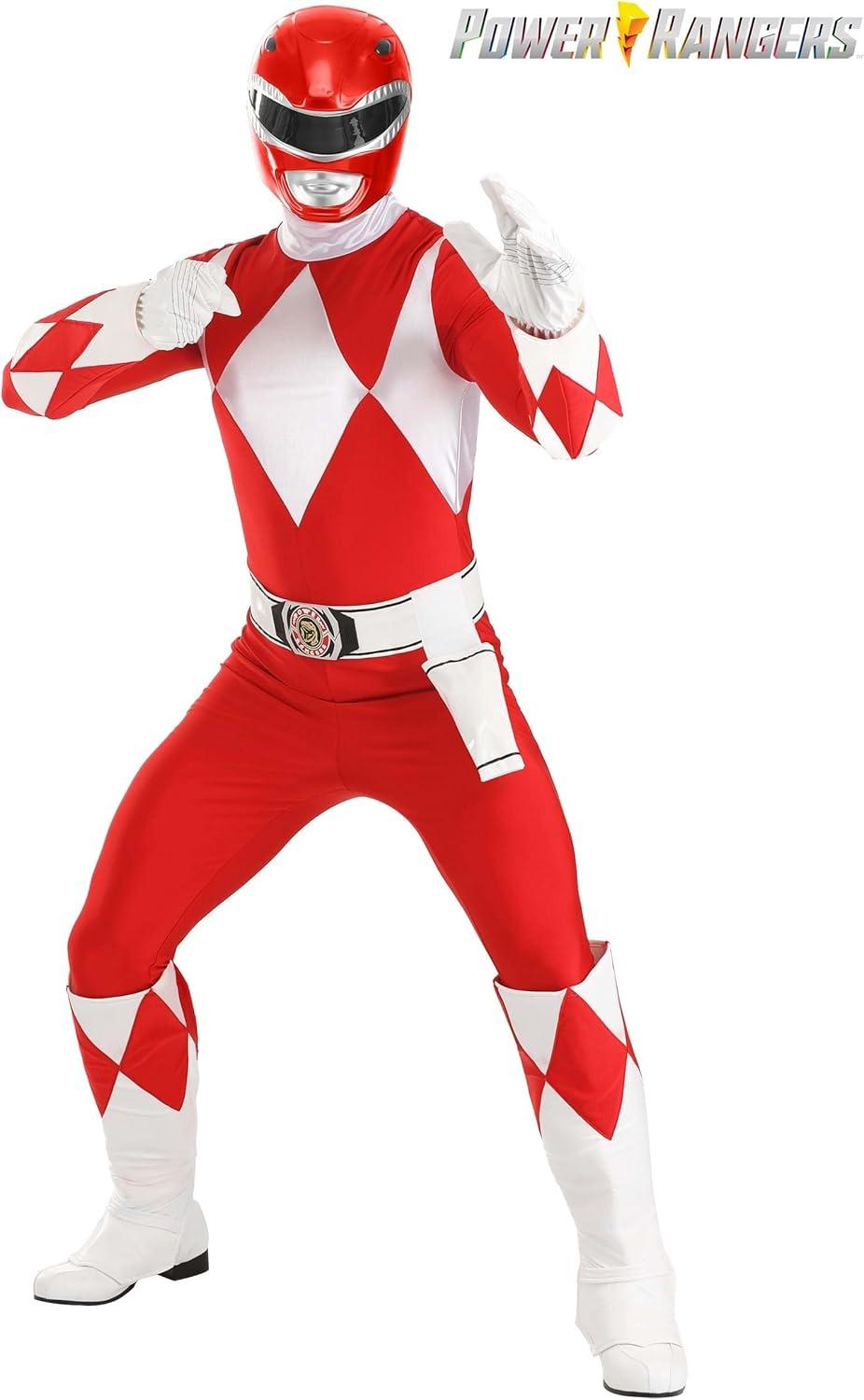 image:imageAdult Deluxe Red Ranger Costume Authentic Power Rangers Classic Red Leader Mens Jumpsuit Helmet Boot Covers Gloves